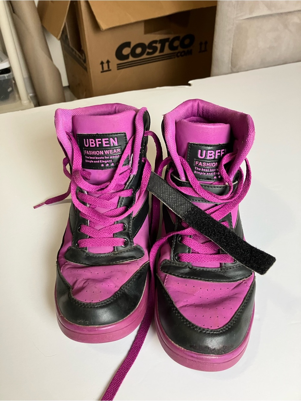 Women's Pink and Black High-Top Fashion Sneakers